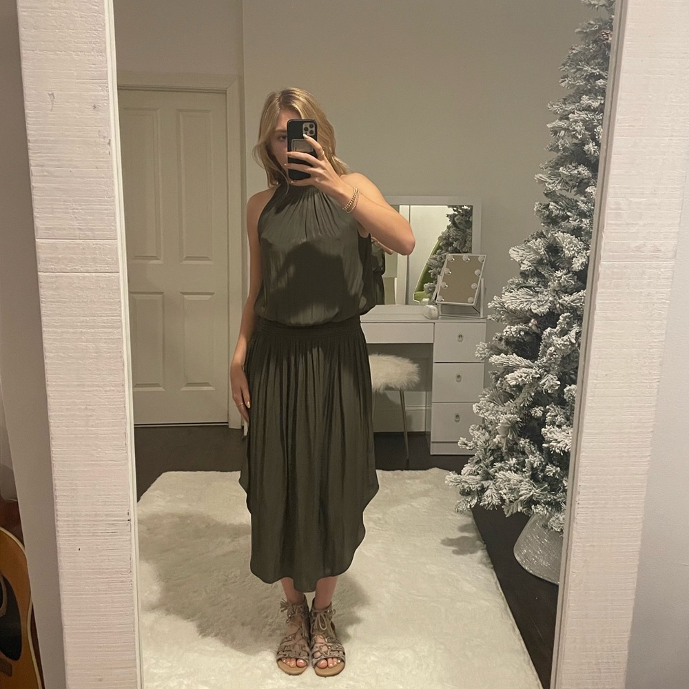 Ramy Brook Green Audrey MIDI Halterneck Dress in Perfect Condition! Size XS!!